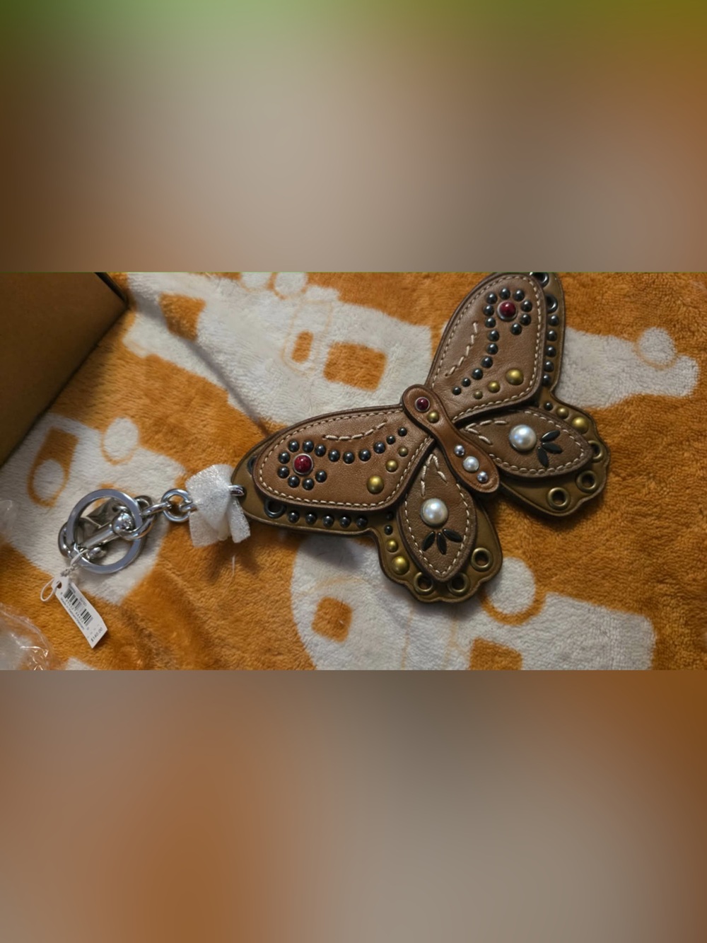 Nwtgs Rare CoachButterfly Leather Keychain Charm in Brown xl